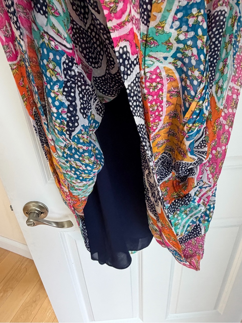 Diane Von Furstenberg Navy Floral Patchwork Maxi Silk Dress M - Picture 4 of 8